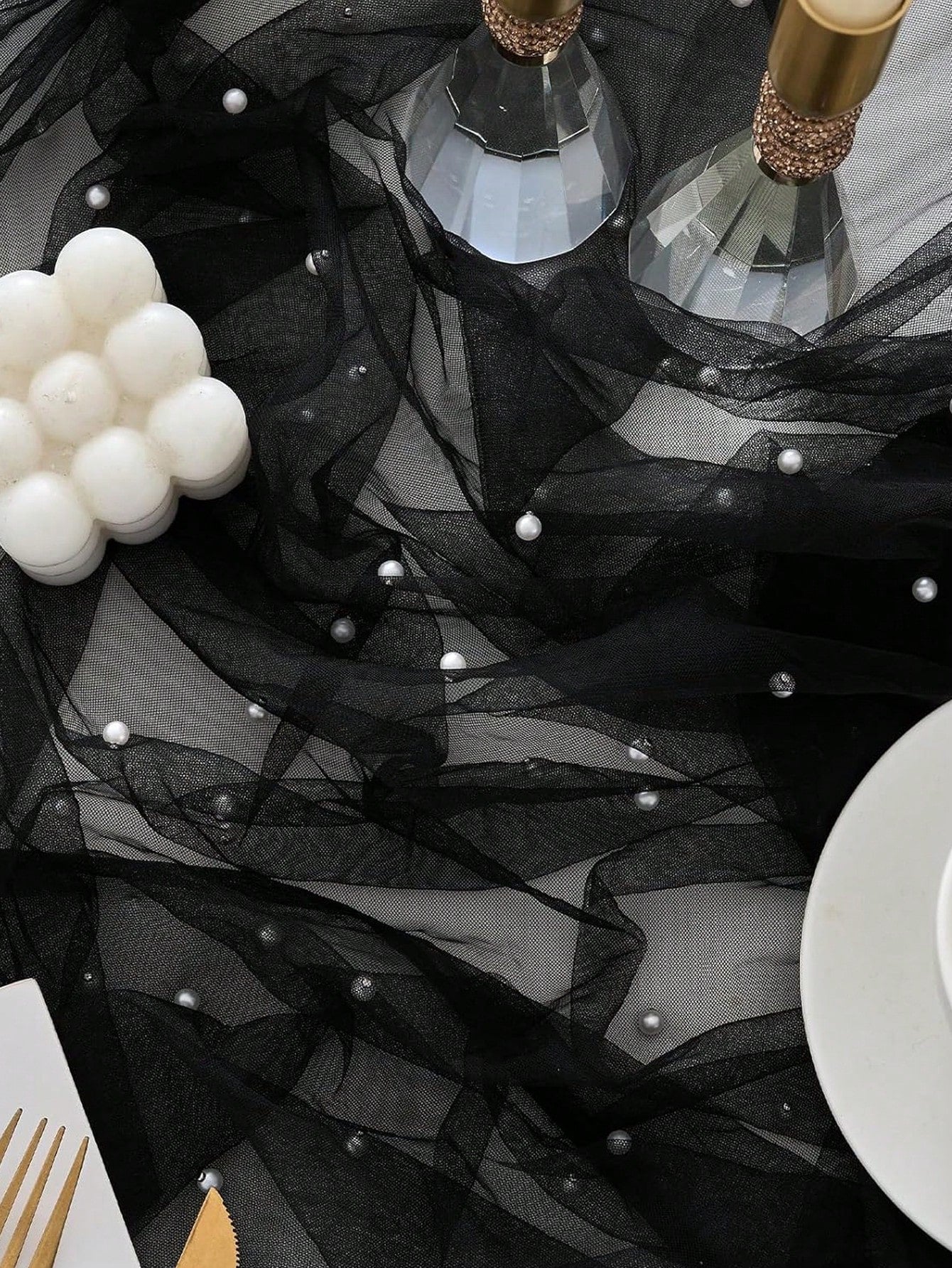 Black Pearl Gauze Tablecloth, Bohemian Country Style Cheesecloth Table Runner, Suitable For Baby Shower, Wedding, Summer Party, Home Decor, Gift