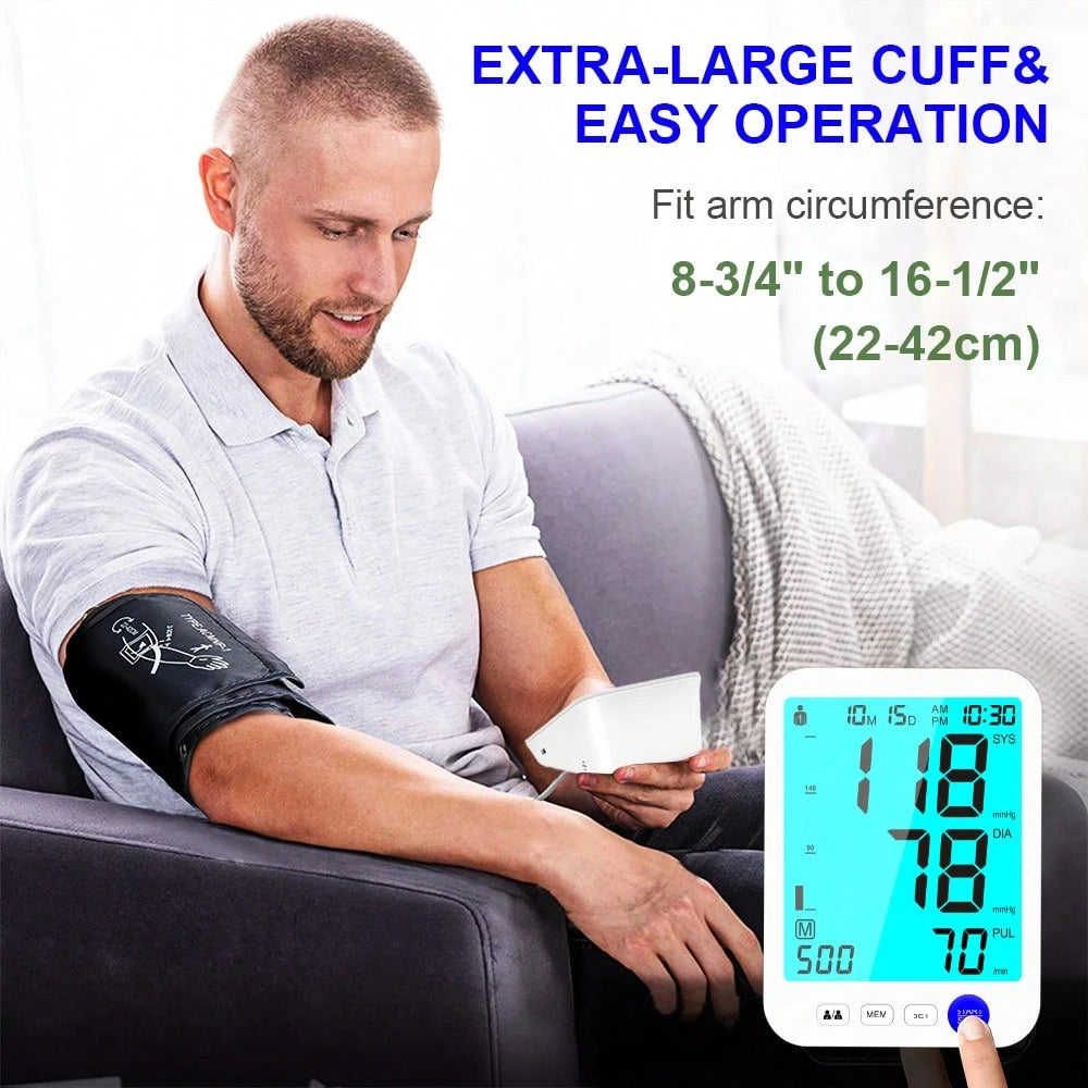 Blood Pressure Monitor For Home Use, Upper Arm Blood Pressure Machine With Large Cuff, Blood Pressure Machine, Adjustable Arm Cuff 8.7"-16.5",Large Display