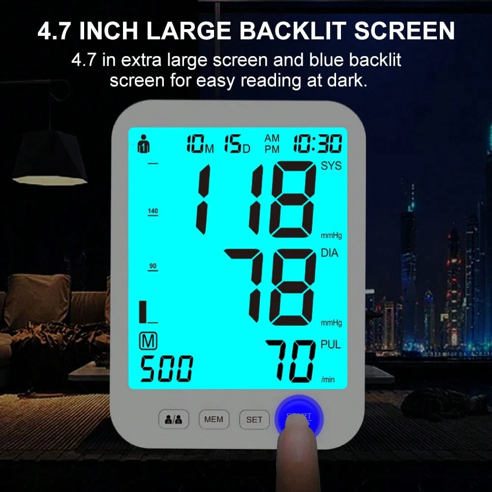 Blood Pressure Monitor For Home Use, Upper Arm Blood Pressure Machine With Large Cuff, Blood Pressure Machine, Adjustable Arm Cuff 8.7"-16.5",Large Display