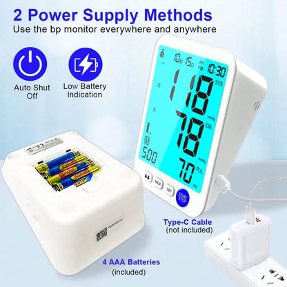 Blood Pressure Monitor For Home Use, Upper Arm Blood Pressure Machine With Large Cuff, Blood Pressure Machine, Adjustable Arm Cuff 8.7"-16.5",Large Display