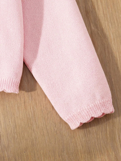 Blossori Young Girls Cardigans Autumn/Winter Red Fitted Round Neck Sweater Jacket