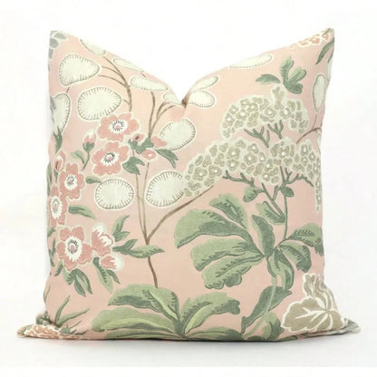 Blush Floral Pillow Cover: Garden Accent Cushion Cover,Blush Pink & Sage Green Botanical Floral Throw Pillow Cover, Decorative Cushion Cover For Couch Sofa Bed Living Room