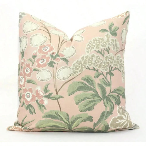 Blush Floral Pillow Cover: Garden Accent Cushion Cover,Blush Pink & Sage Green Botanical Floral Throw Pillow Cover, Decorative Cushion Cover For Couch Sofa Bed Living Room