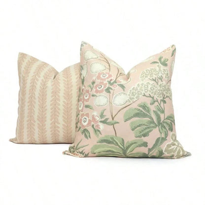 Blush Floral Pillow Cover: Garden Accent Cushion Cover,Blush Pink & Sage Green Botanical Floral Throw Pillow Cover, Decorative Cushion Cover For Couch Sofa Bed Living Room