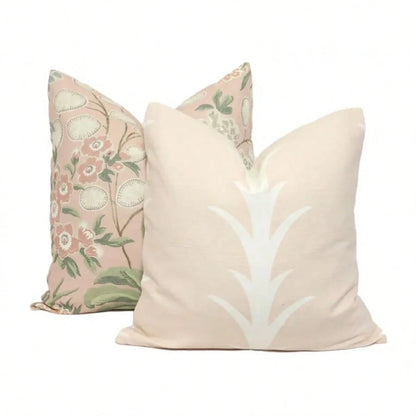 Blush Floral Pillow Cover: Garden Accent Cushion Cover,Blush Pink & Sage Green Botanical Floral Throw Pillow Cover, Decorative Cushion Cover For Couch Sofa Bed Living Room