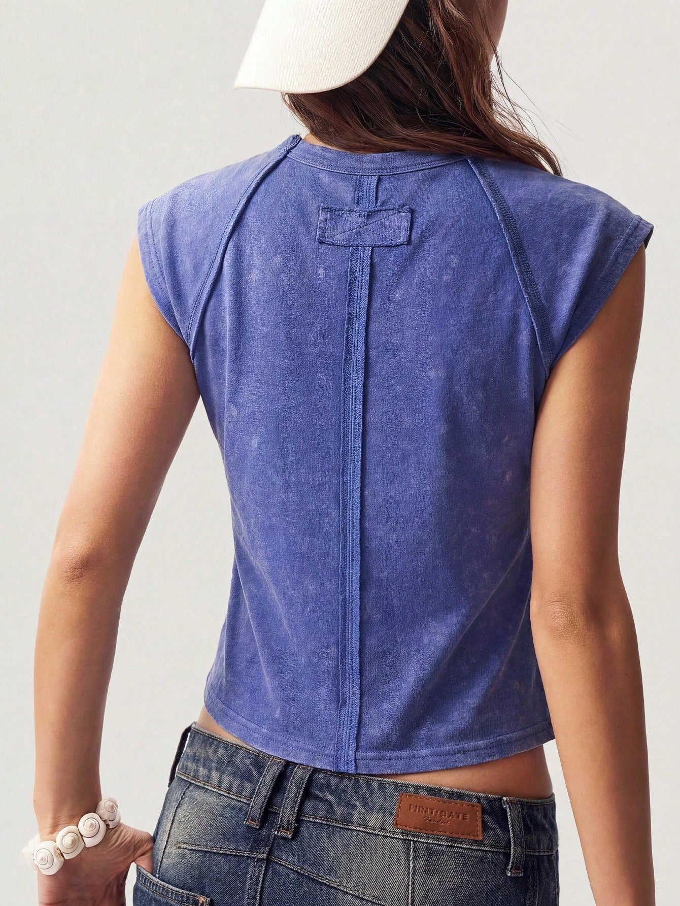 Bohemela Solid Color Knit Crew Neck Fitted Washed T-Shirt For Women,Summer Top