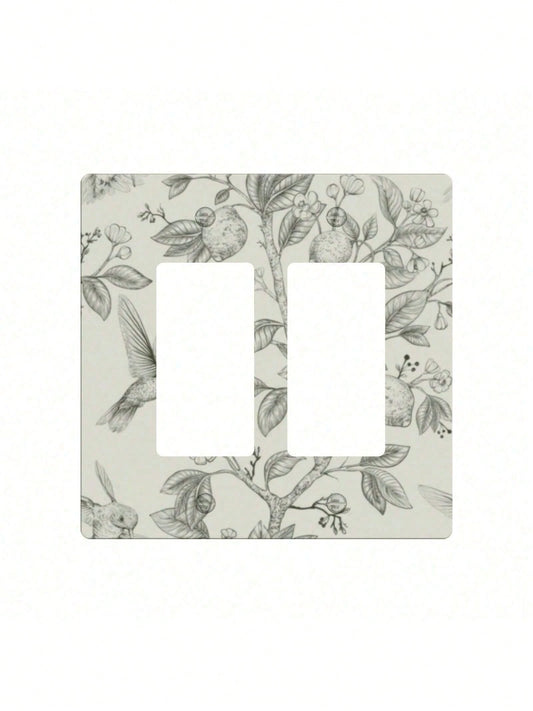 Bohemian Floral Wall Plate Receptacle Faceplate- Decorative Electrical Outlet Cover With Green Leaf & Flower Design, Durable Thermoplastic Farmhouse, Bathroom, Bedroom, Living Room Decor, No Batterie