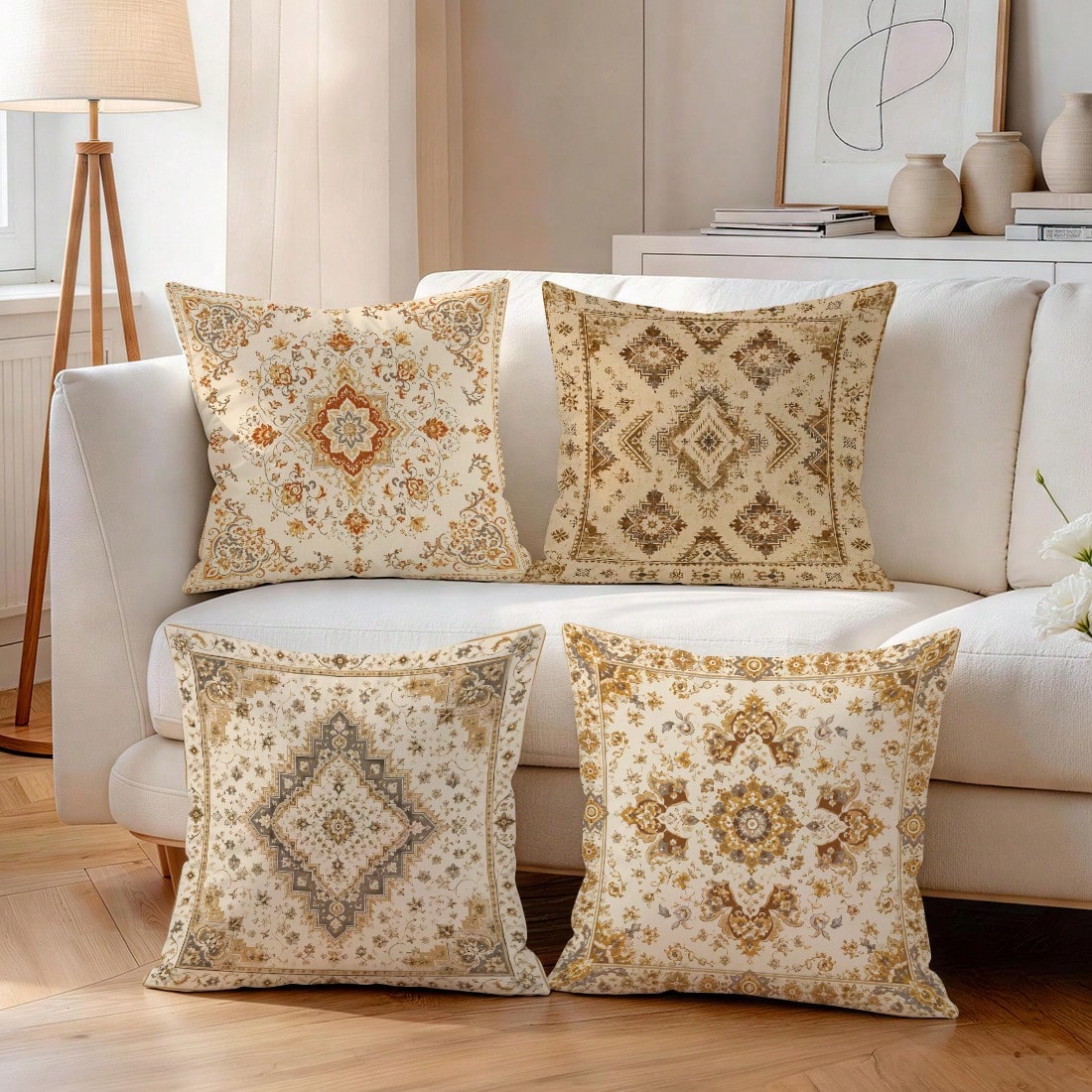 Bohemian Vintage Persian Pattern Pillow Case, Single-Sided Printed Pillow Cover, Suitable For Living Room, Bedroom, Home Decor, All Season Pillow Case