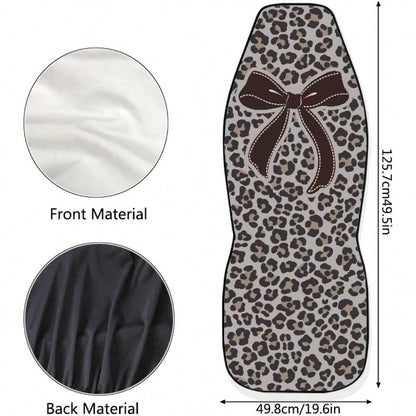 Bow Front Car Seat Cover Set Of 2 Leopard Print Car Seat Covers For Front Seats Auto Interior Accessories Anti-Slip Back Fabric For Cars Sedans And SUVs