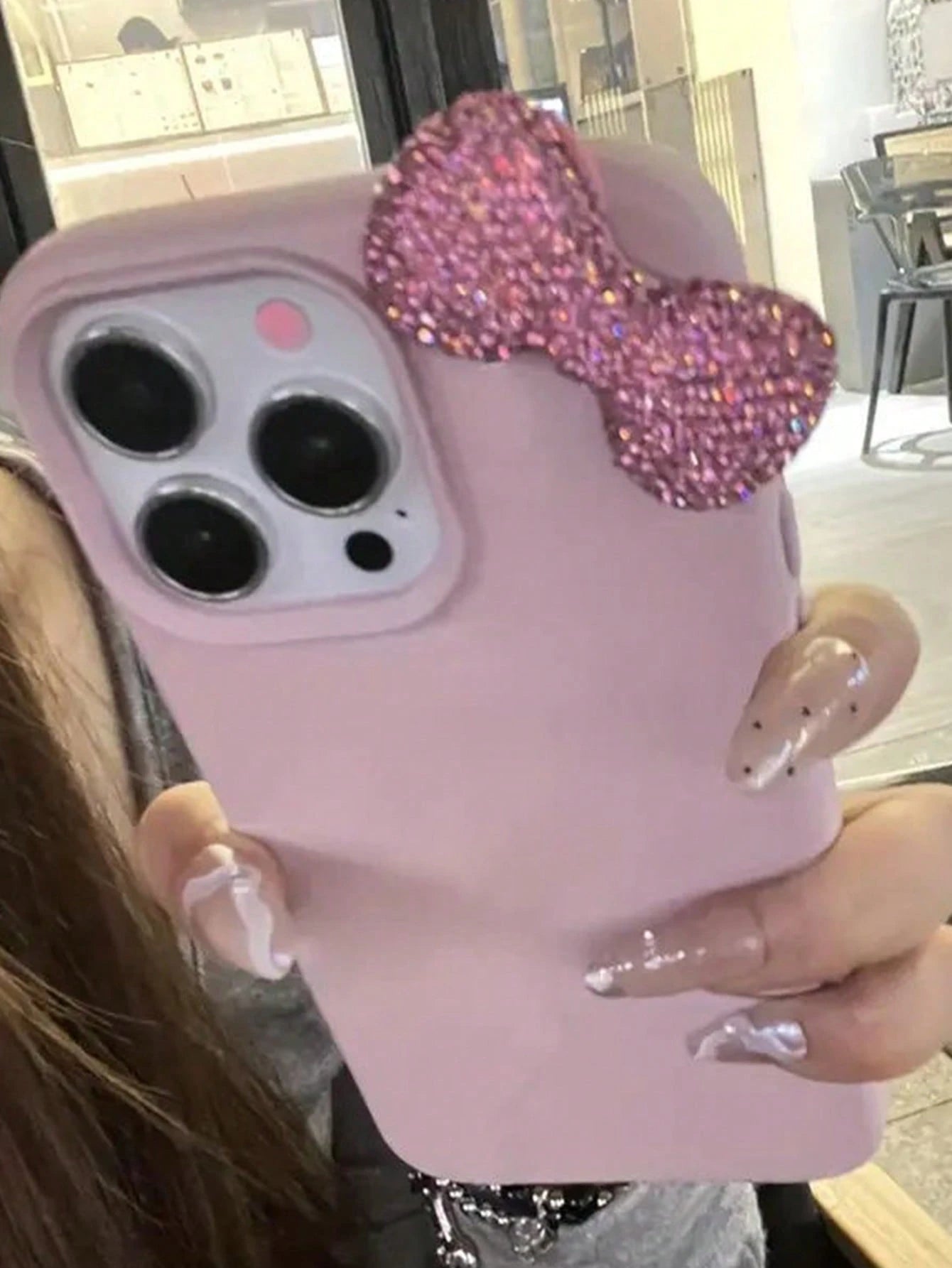Bow-Knot 1pc Pink Personalized Full Coverage TPU Shockproof Phone Case Compatible With Apple 17, 16, 15, 14, 13, 12, 11 Pro Max