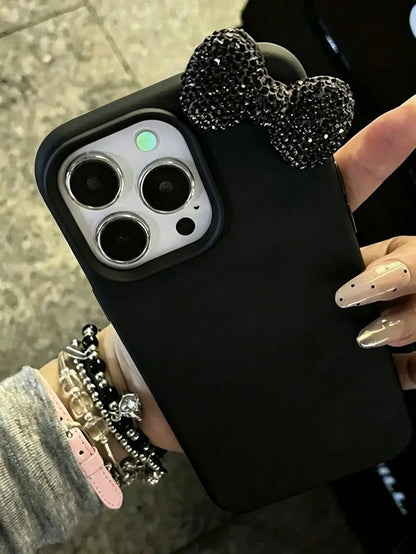 Bow-Knot 1pc Pink Personalized Full Coverage TPU Shockproof Phone Case Compatible With Apple 17, 16, 15, 14, 13, 12, 11 Pro Max