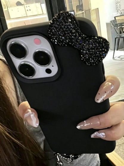 Bow-Knot 1pc Pink Personalized Full Coverage TPU Shockproof Phone Case Compatible With Apple 17, 16, 15, 14, 13, 12, 11 Pro Max