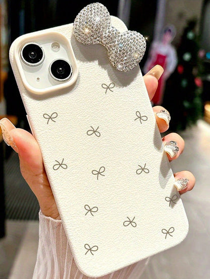 Bow-Knot 1pc Pink Personalized Full Coverage TPU Shockproof Phone Case Compatible With Apple 17, 16, 15, 14, 13, 12, 11 Pro Max