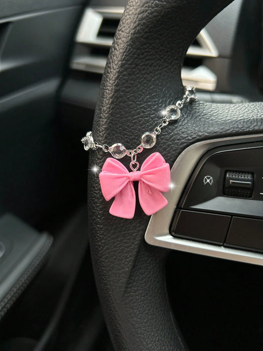 Bowknot Car Pendant, Crystal Decor Hanging Chain, Colorful Resin Bowknot Charm, Cute Windmill Interior Decoration
