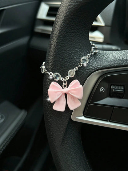 Bowknot Car Pendant, Crystal Decor Hanging Chain, Colorful Resin Bowknot Charm, Cute Windmill Interior Decoration