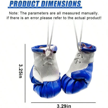 Boxing Gloves Car Rearview Mirror Charm, Cool Leather Gloves Boxing Automotive Interior Hanging Ornament, Vehicle Pendant Decoration Home, Party (Blue)