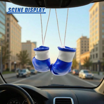 Boxing Gloves Car Rearview Mirror Charm, Cool Leather Gloves Boxing Automotive Interior Hanging Ornament, Vehicle Pendant Decoration Home, Party (Blue)