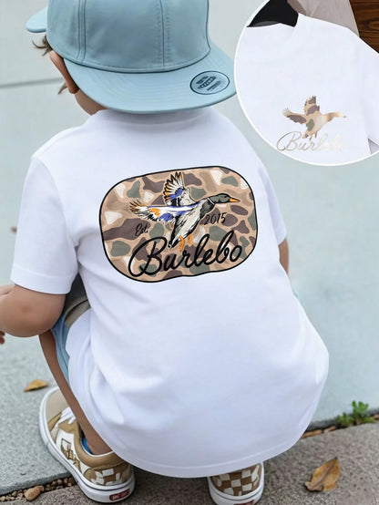 Boys' Casual Fashion T-Shirt, Camo Mallard Duck Print, Comfortable Soft Fabric, Perfect For Little Ones