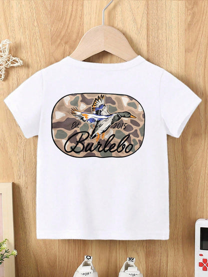 Boys' Casual Fashion T-Shirt, Camo Mallard Duck Print, Comfortable Soft Fabric, Perfect For Little Ones