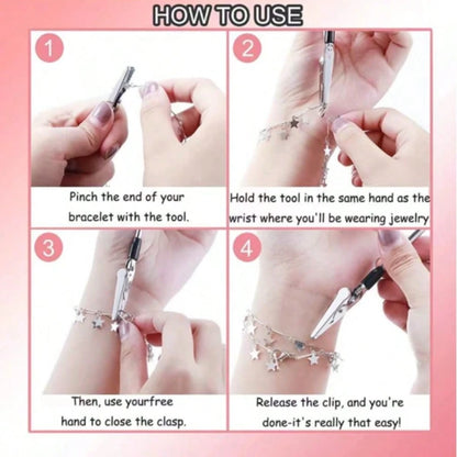 Bracelet Buckle Helper - A Quick And Easy Everyday Assistant For Putting On Bracelets, An Effortless Jewelry Slider Wrist Accessory, A Stylish Metal Wearing Buffer, A Metal Wire Alligator Clip Bracele