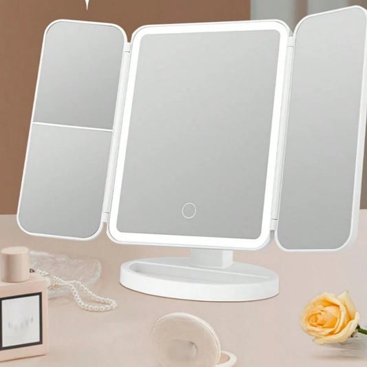 Brand New Rotatable LED Folding Vanity Mirror Touch Control Dimmable Lighted Cosmetic Mirror For Bathroom Bedroom, Ideal Perfect Gift For Women