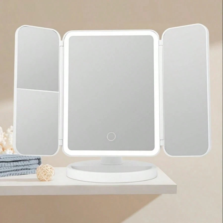 Brand New Rotatable LED Folding Vanity Mirror Touch Control Dimmable Lighted Cosmetic Mirror For Bathroom Bedroom, Ideal Perfect Gift For Women