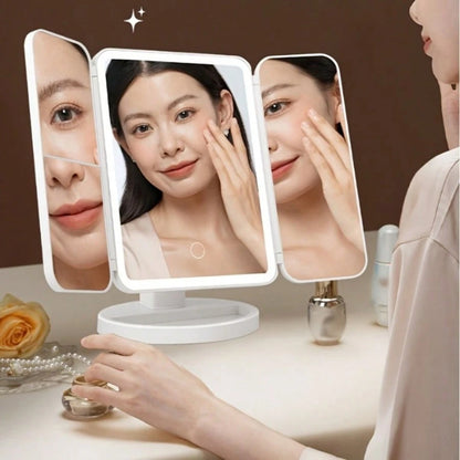 Brand New Rotatable LED Folding Vanity Mirror Touch Control Dimmable Lighted Cosmetic Mirror For Bathroom Bedroom, Ideal Perfect Gift For Women