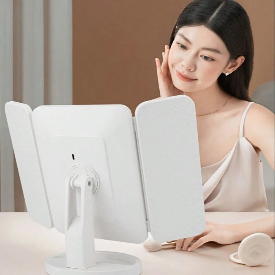Brand New Rotatable LED Folding Vanity Mirror Touch Control Dimmable Lighted Cosmetic Mirror For Bathroom Bedroom, Ideal Perfect Gift For Women