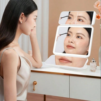 Brand New Rotatable LED Folding Vanity Mirror Touch Control Dimmable Lighted Cosmetic Mirror For Bathroom Bedroom, Ideal Perfect Gift For Women