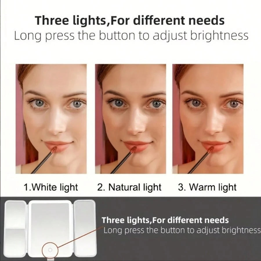 Brand New Rotatable LED Folding Vanity Mirror Touch Control Dimmable Lighted Cosmetic Mirror For Bathroom Bedroom, Ideal Perfect Gift For Women