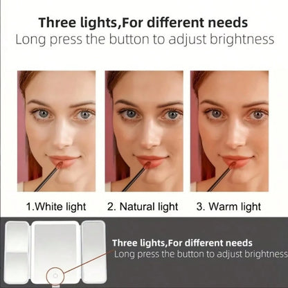 Brand New Rotatable LED Folding Vanity Mirror Touch Control Dimmable Lighted Cosmetic Mirror For Bathroom Bedroom, Ideal Perfect Gift For Women