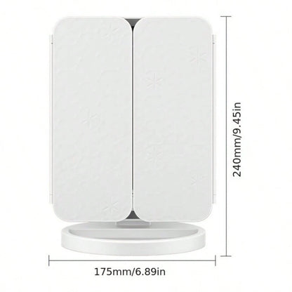 Brand New Rotatable LED Folding Vanity Mirror Touch Control Dimmable Lighted Cosmetic Mirror For Bathroom Bedroom, Ideal Perfect Gift For Women