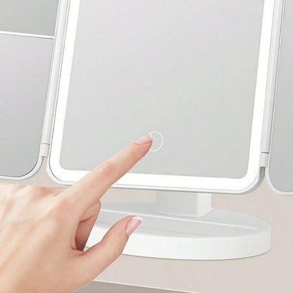 Brand New Rotatable LED Folding Vanity Mirror Touch Control Dimmable Lighted Cosmetic Mirror For Bathroom Bedroom, Ideal Perfect Gift For Women