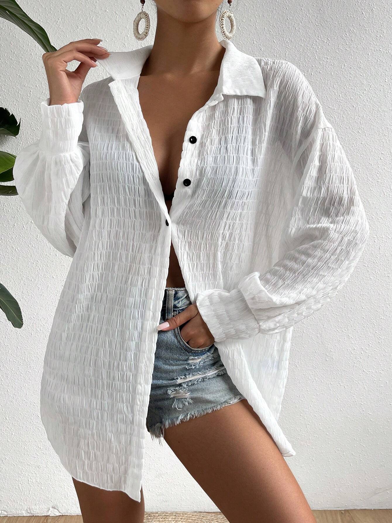 Breezaya Drop Shoulder Button Front Kimono,Long Sleeve Tops Fall Cloth For Women