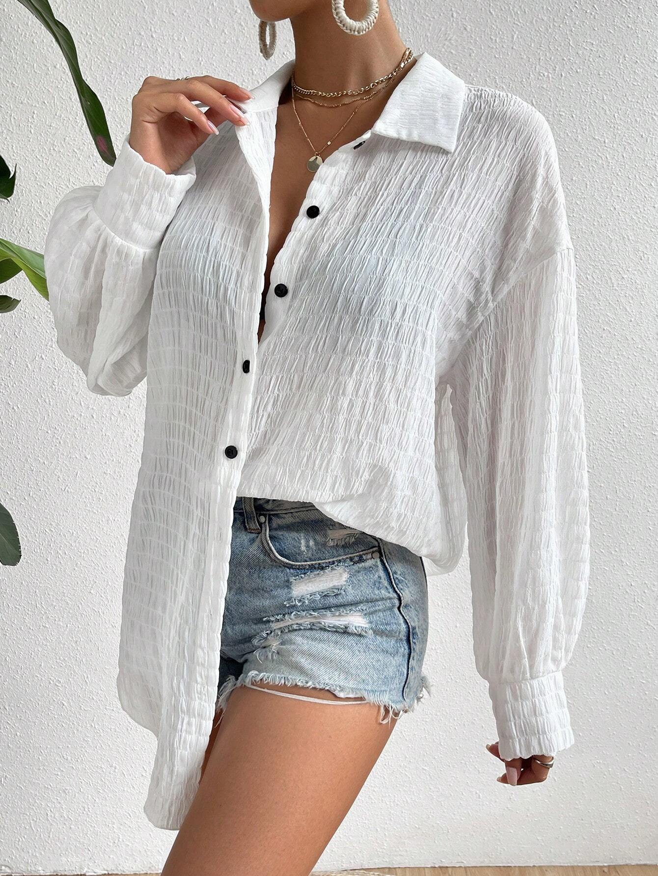 Breezaya Drop Shoulder Button Front Kimono,Long Sleeve Tops Fall Cloth For Women