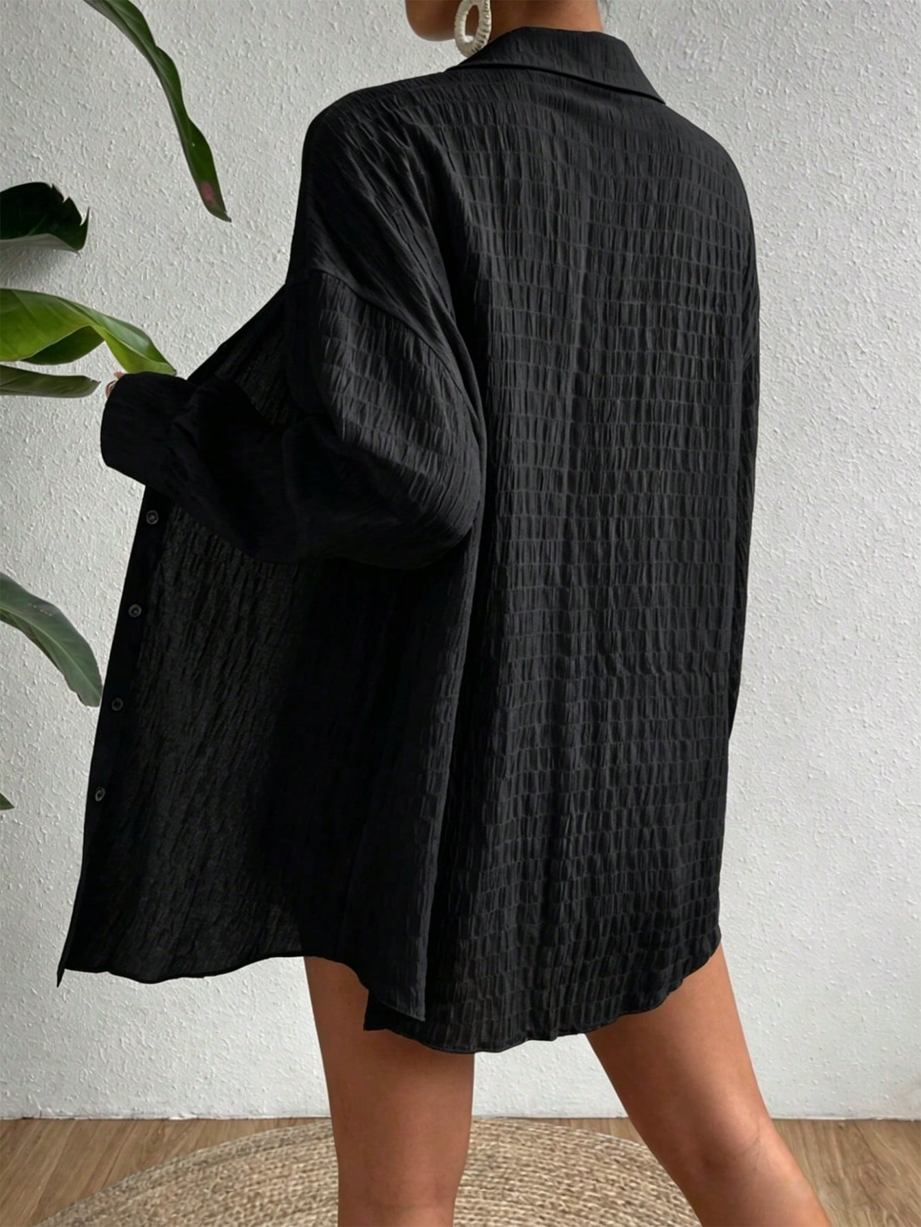 Breezaya Drop Shoulder Button Front Kimono,Long Sleeve Tops Fall Cloth For Women