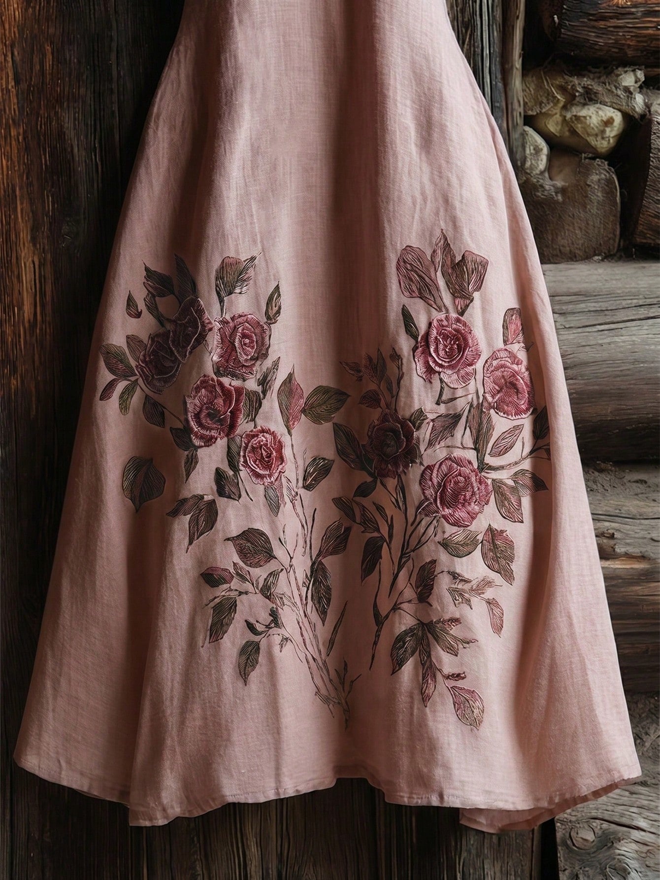 Breezaya Pink Fabric Printed V-Neck Pocket Fit & Flare Women's Sleeveless Dress, Pink Dress, Women's Holiday Dress, Vacation Outfit