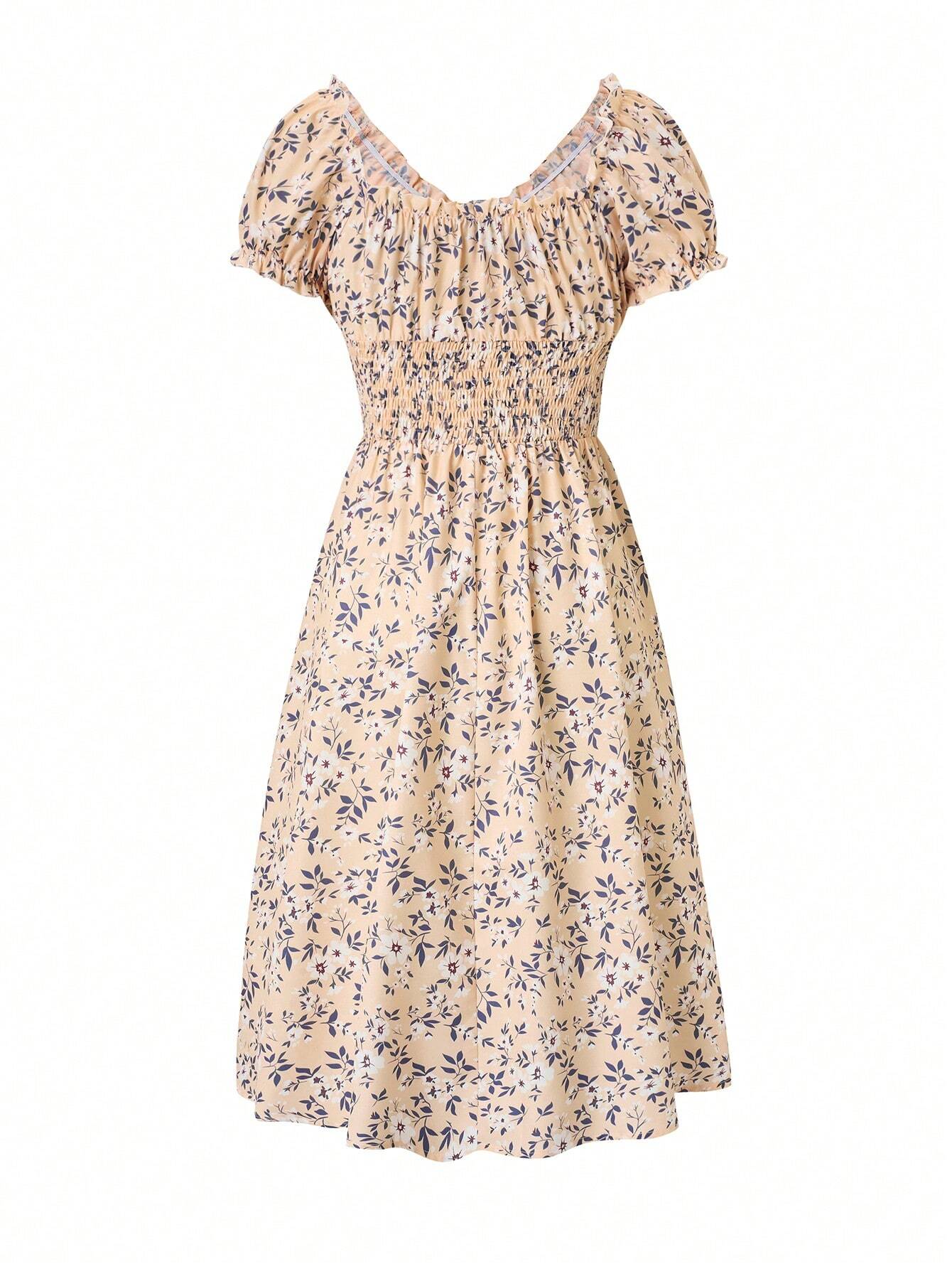 Breezaya Women's Ditsy Floral V-Neck Waist-Tied Dress Maxi Women Outfit