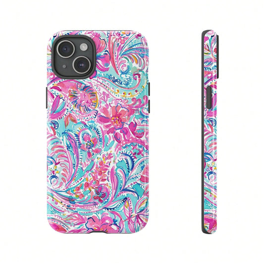 Bright Paisley Floral Phone Case – Colorful Preppy Aesthetic Phone Case For IPhone 17 ProMax, S24 Ultra And 16, 15, 14, 13, 12, 11 Pro Max, X, XR, XS Max, 8, And 7 Plus,Screen Protector,Fidgets– Cute
