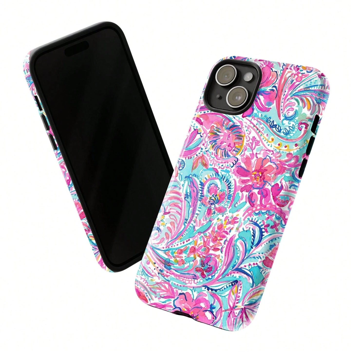 Bright Paisley Floral Phone Case – Colorful Preppy Aesthetic Phone Case For IPhone 17 ProMax, S24 Ultra And 16, 15, 14, 13, 12, 11 Pro Max, X, XR, XS Max, 8, And 7 Plus,Screen Protector,Fidgets– Cute