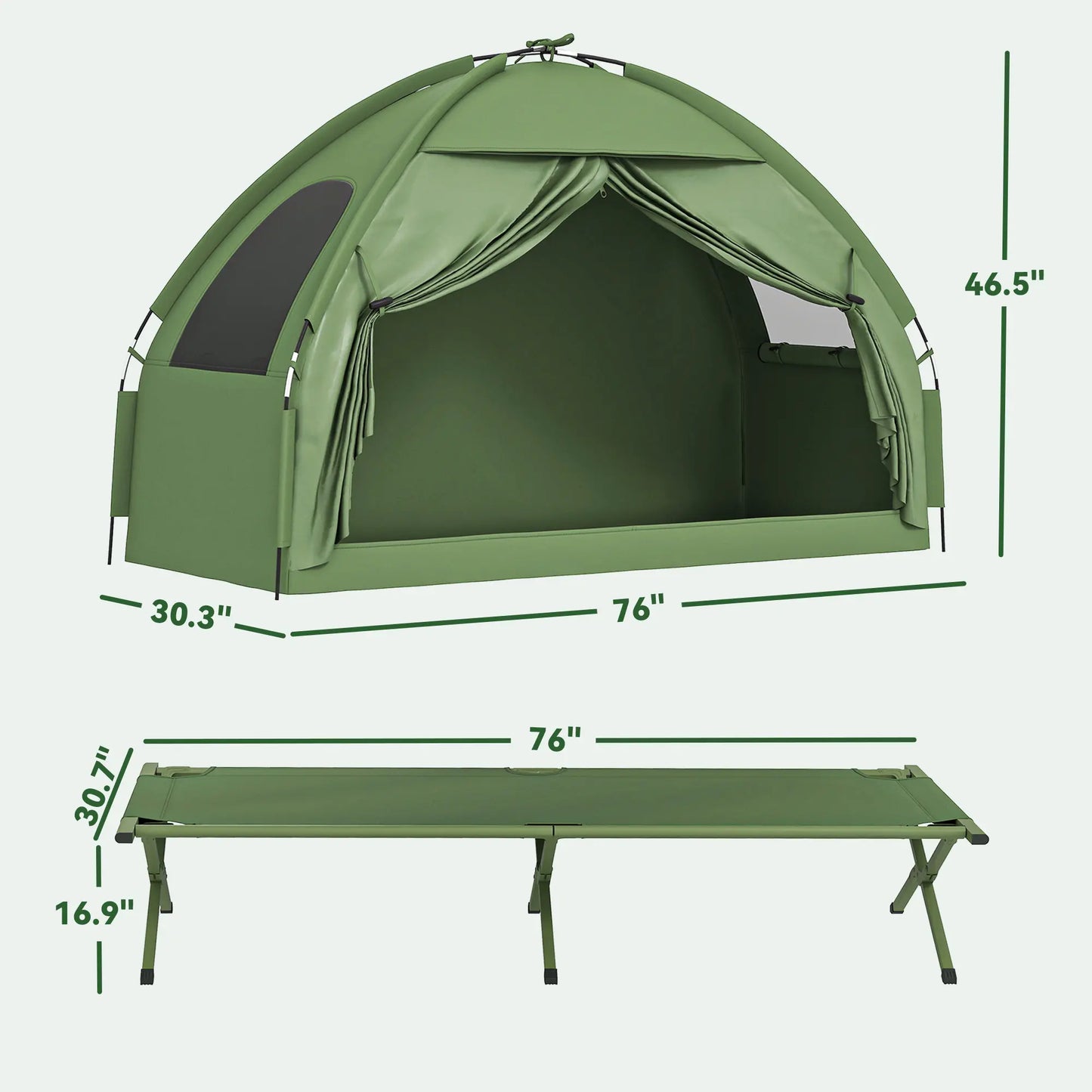 #Summervibes Outsunny 1/2 Person Foldable Camping Cot with Tent, Bedspread, Thick Air Mattress, 4-In-1 Elevated Camping Bed for Outdoor Hiking, Picnic, Travel,summerwins