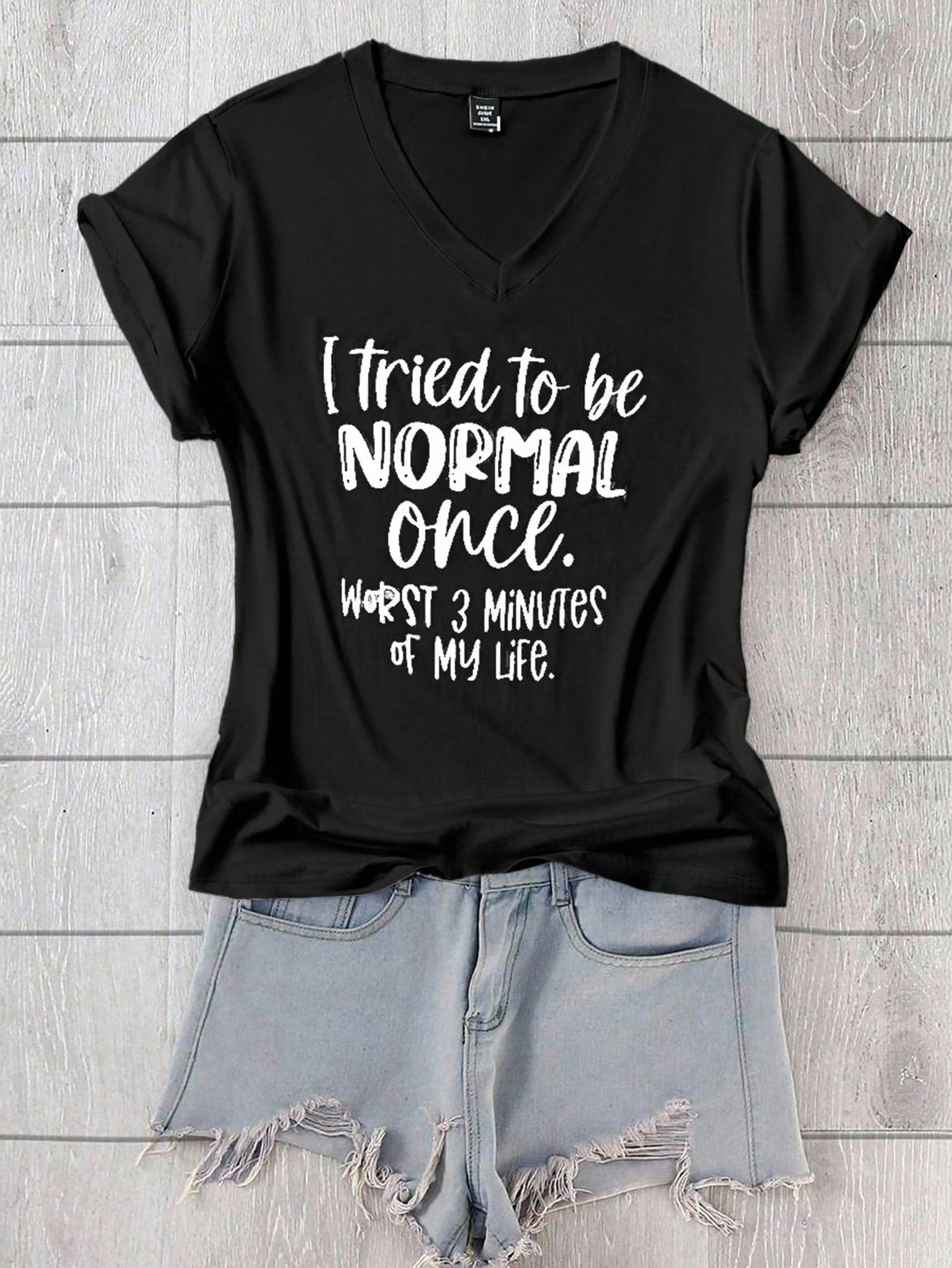 Calvaya Plus Size V-Neck Short Sleeve Letter Print Casual T-Shirt Women Graphic Tee Top For Summer