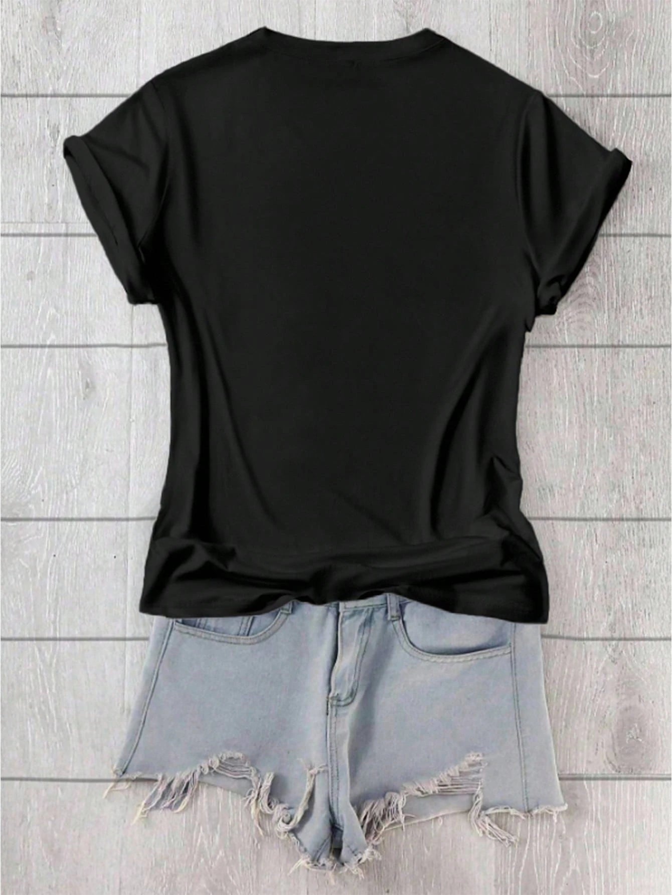 Calvaya Plus Size V-Neck Short Sleeve Letter Print Casual T-Shirt Women Graphic Tee Top For Summer