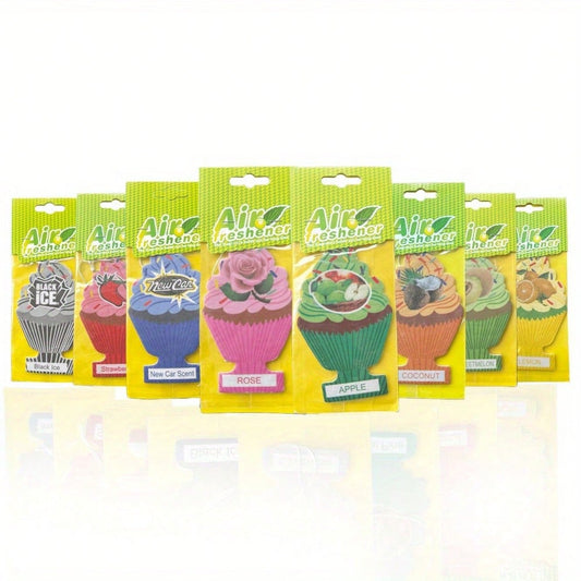 Car Air Fresheners With In 8-16pcs Sets- Designed In A Hanging Ice Cream Shape, Which Can Be Used To Decorate The Rearview Mirror Of The Car.