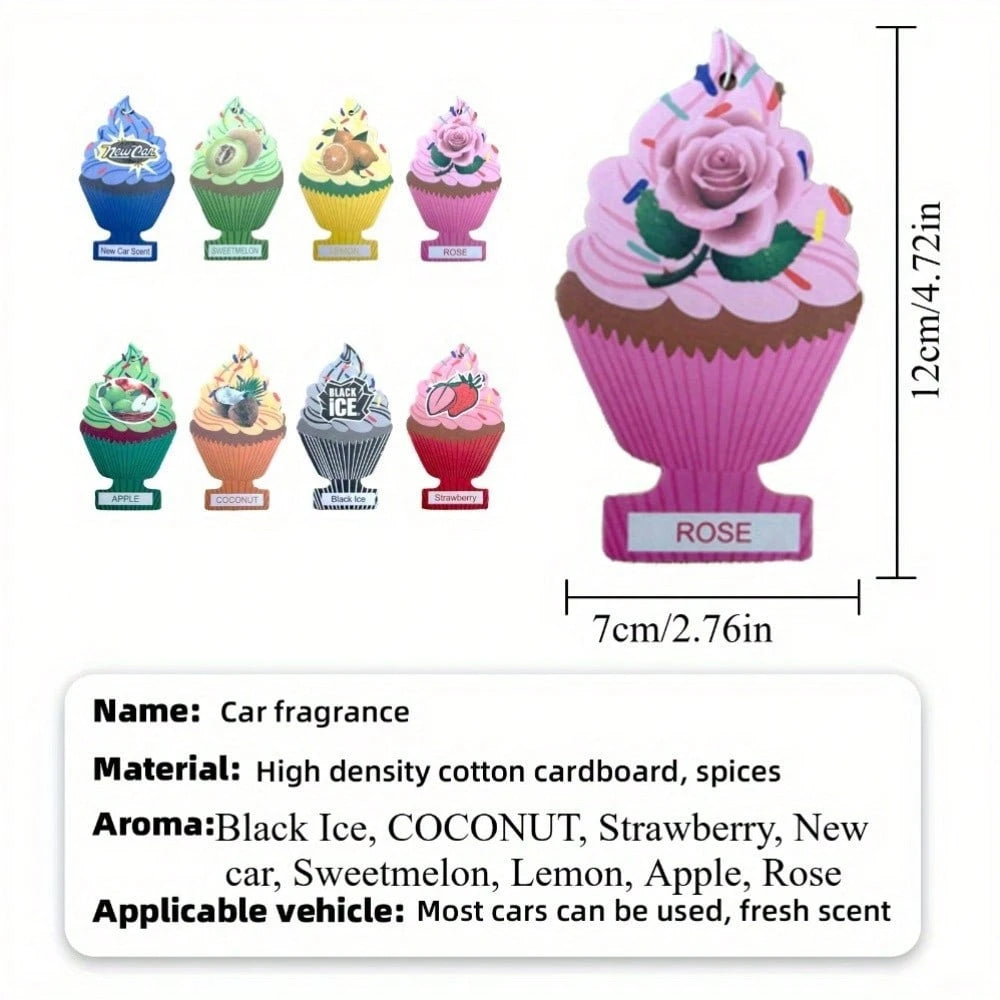 Car Air Fresheners With In 8-16pcs Sets- Designed In A Hanging Ice Cream Shape, Which Can Be Used To Decorate The Rearview Mirror Of The Car.