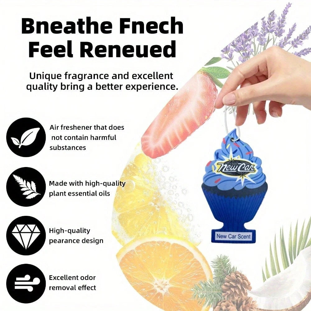 Car Air Fresheners With In 8-16pcs Sets- Designed In A Hanging Ice Cream Shape, Which Can Be Used To Decorate The Rearview Mirror Of The Car.