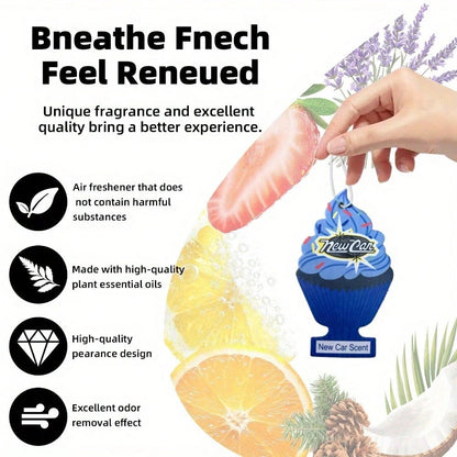 Car Air Fresheners With In 8-16pcs Sets- Designed In A Hanging Ice Cream Shape, Which Can Be Used To Decorate The Rearview Mirror Of The Car.