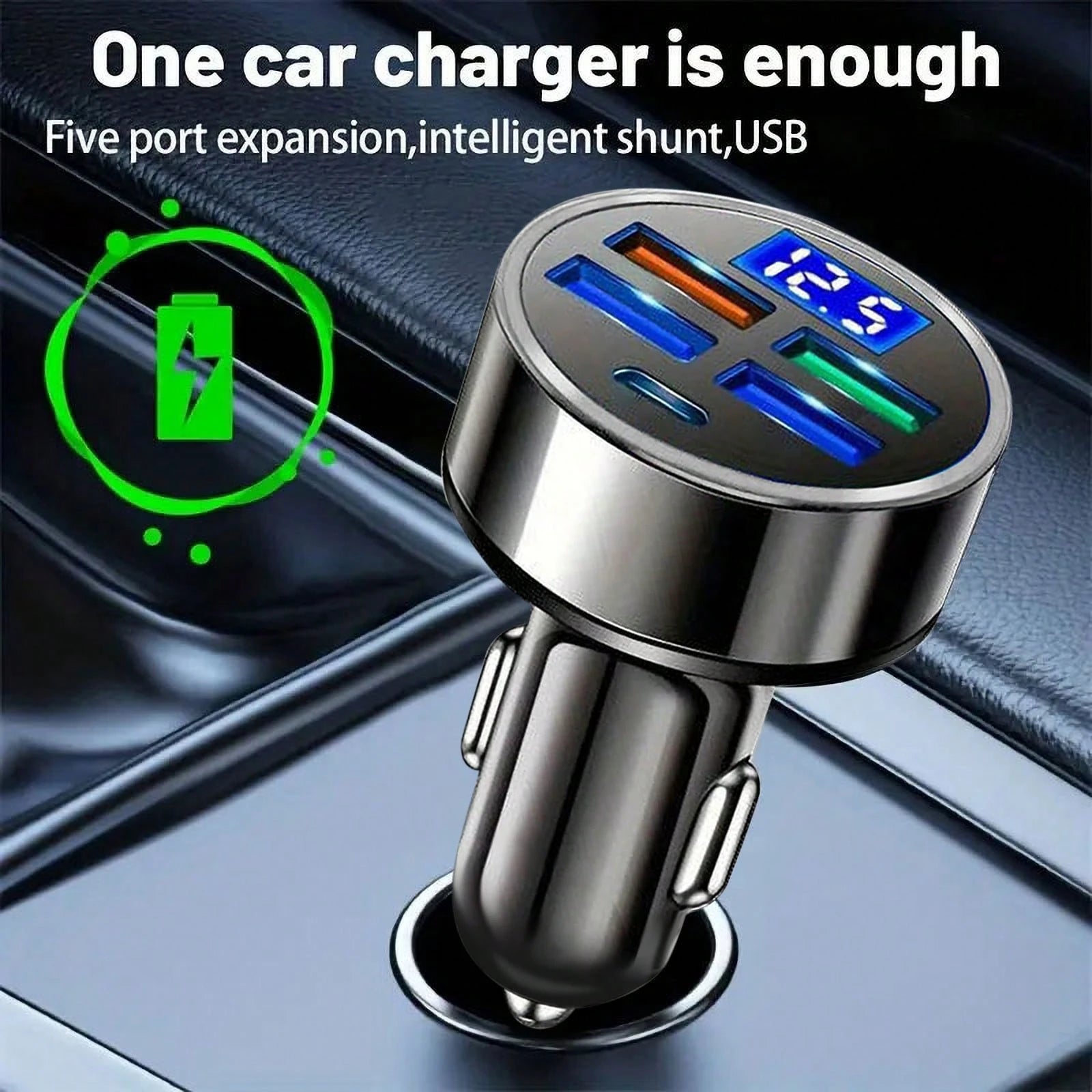 Car Charger (4-Pack): Digital Display Multi-USB Quick Charge Lighter Adapter – Fast Charging For Smartphones/Overload Protection| Ideal For Commutes & Long Drives Suitable For Daily Commute, Long Dri