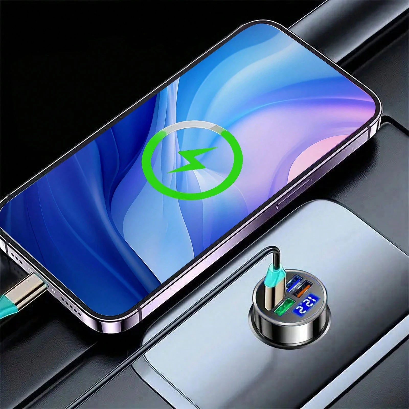 Car Charger (4-Pack): Digital Display Multi-USB Quick Charge Lighter Adapter – Fast Charging For Smartphones/Overload Protection| Ideal For Commutes & Long Drives Suitable For Daily Commute, Long Dri