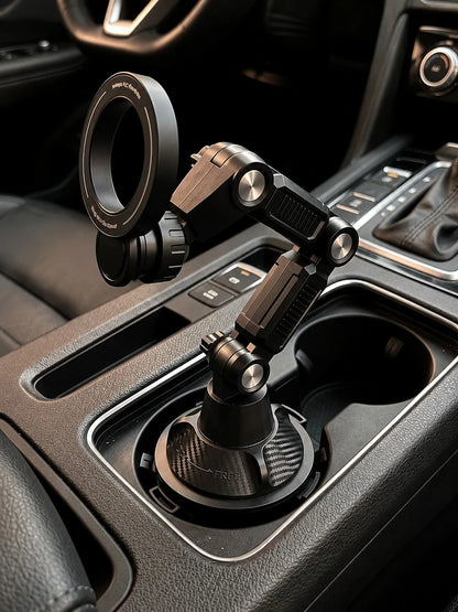 Car Cup Holder Magnetic Phone Mount, Adjustable Multi-Joint Arm MagSafe Car Phone Holder, 360° Rotating Stable Cup Base Phone Mount, Hands-Free Navigation Universal Car Dashboard Smartphone Holder